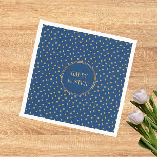 Cute Modern Gold Polka Dots Christian Happy Easter Napkins
