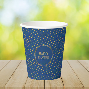 Cute Modern Gold Polka Dots Christian Happy Easter Paper Cups