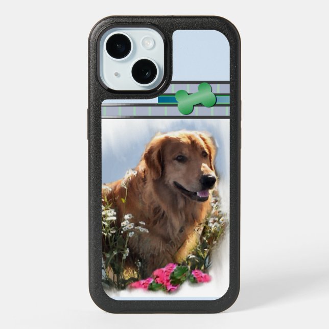 Cute Modern Golden Retriever Dog Art iPhone 15 Case (Back)