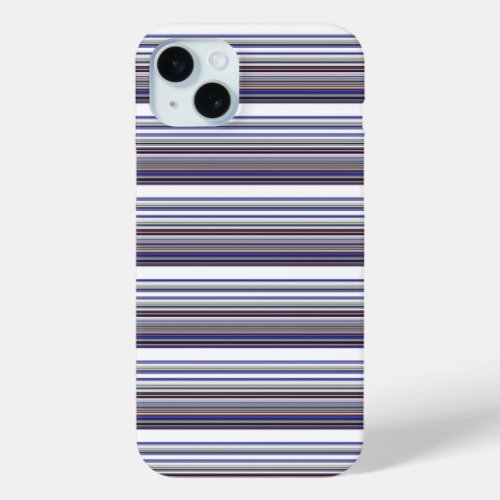 Cute modern gray blue stripes iPhone 15 plus case