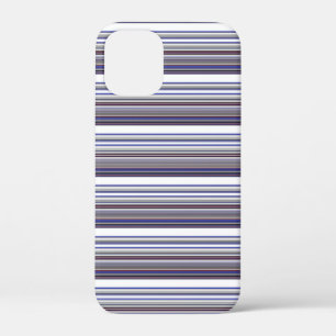 Cute modern gray blue stripes iPhone 12 mini case