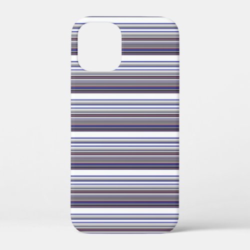 Cute modern gray blue stripes iPhone 12 mini case