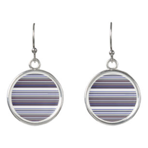 Cute modern gray blue stripes earrings