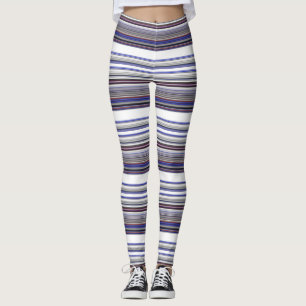 Cute modern gray blue stripes leggings