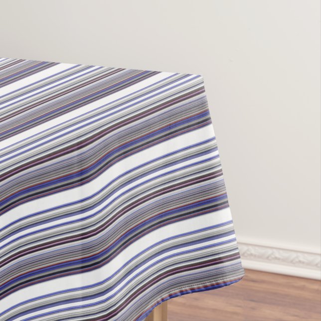 Cute modern gray blue stripes tablecloth (In Situ)