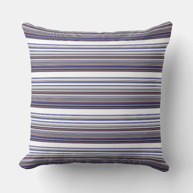 Cute modern gray blue stripes throw pillow (Front)