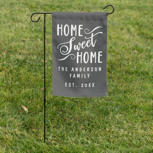 Cute Modern Gray Family Name Home Sweet Home Garden Flag