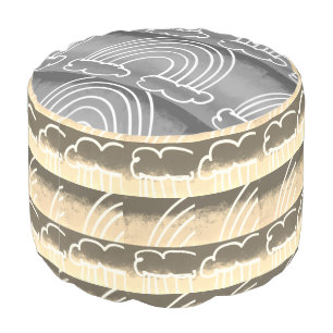 Cute Modern Gray Sand White Rainbow Pattern  Pouf