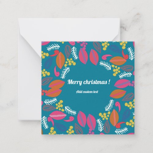 Cute modern green floral christmas customized note card