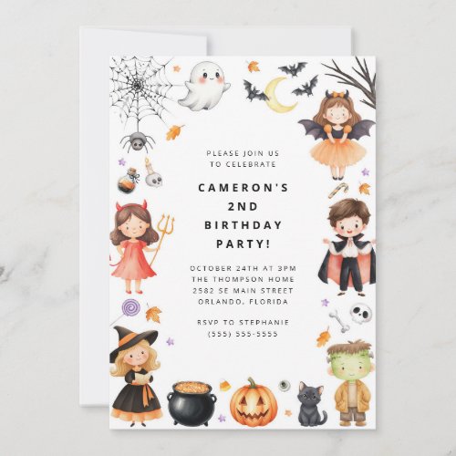 Cute Modern Halloween Birthday Costume Party