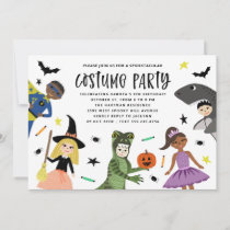 Cute Modern Halloween Birthday Costume Party Invitation