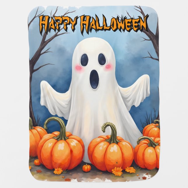 Cute Modern Halloween Spooky Collection Baby Blanket (Front)