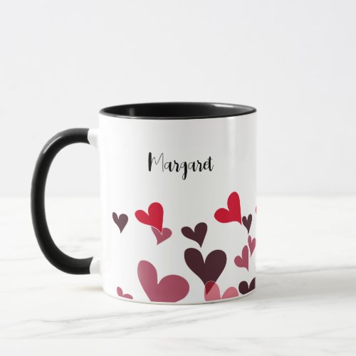 Cute Modern Hearts Personalized Girly Valentine Mug