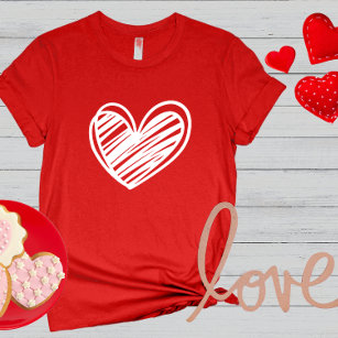 Cute Modern Hearts White Red Womens Valentines Day T-Shirt