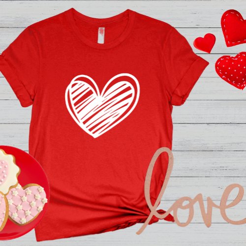Cute Modern Hearts White Red Womens Valentines Day T_Shirt