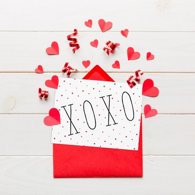 Cute Modern Hearts XOXO Valentine's Day Holiday Postcard (Creator Uploaded)