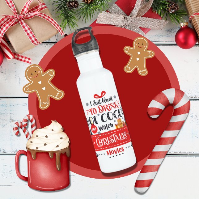 Cute Modern Holiday Christmas Stainless Steel Water Bottle (Creator Uploaded)