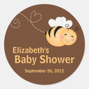 Cute Modern Honey Bee Baby Shower Invitation Classic Round Sticker