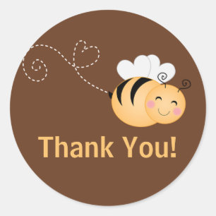 Cute Modern Honey Bee Baby Shower Invitation Classic Round Sticker