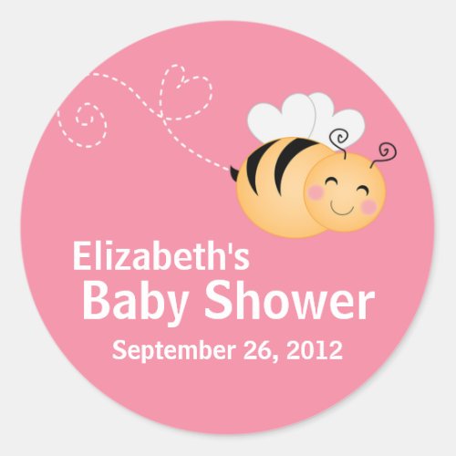 Cute Modern Honey Bee Baby Shower Invitation Classic Round Sticker