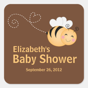 Cute Modern Honey Bee Baby Shower Invitation Square Sticker