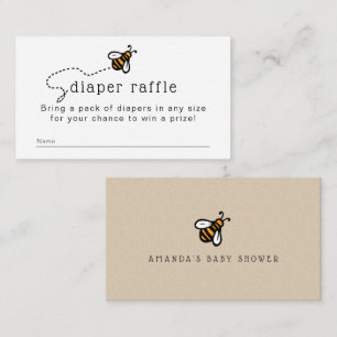 Cute Modern Honey Bee Diaper Raffle Enclosure Card
