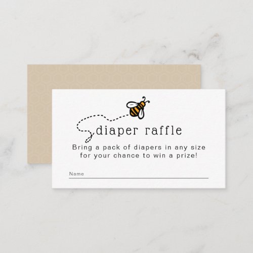 Cute Modern Honey Bee Diaper Raffle Enclosure Card