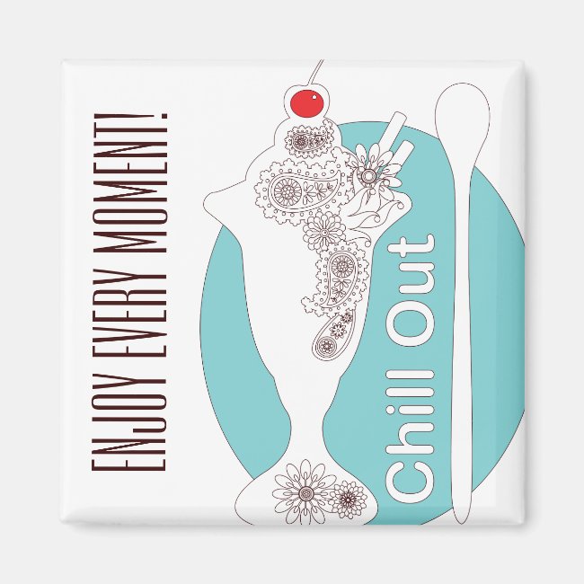 Cute Modern Ice Cream Sundae Chill Out Magnet