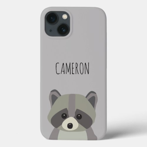 Cute Modern Illustration Personalized Raccoon iPhone 13 Case