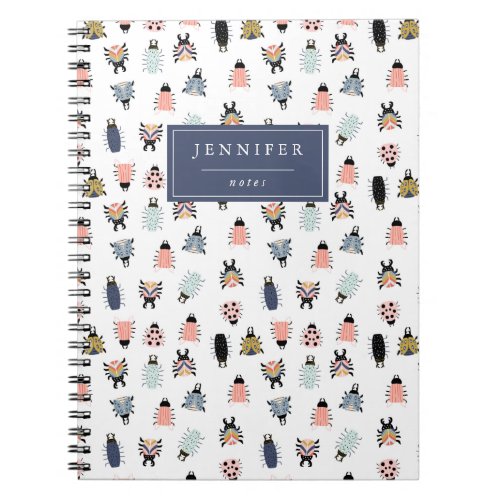 Cute Modern Insect Bugs Pattern Notebook