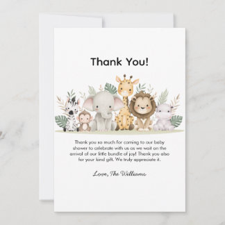 Cute modern jungle safari thank you card