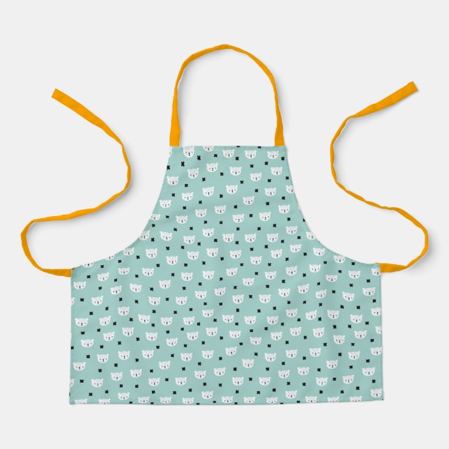 Cute Modern Kid's Scandinavian Bears Apron (Front)