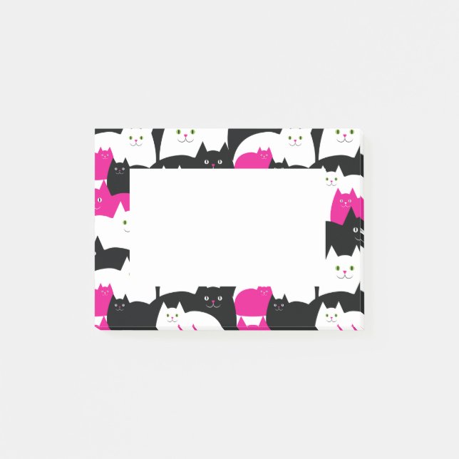 Cute Modern Kitty Cat Pattern Post-it Notes (Front)