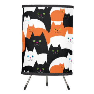 Cute Modern Kitty Cat Pattern Tripod Lamp