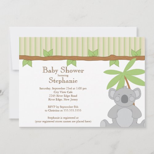 Cute Modern Koala Baby Shower Invitation