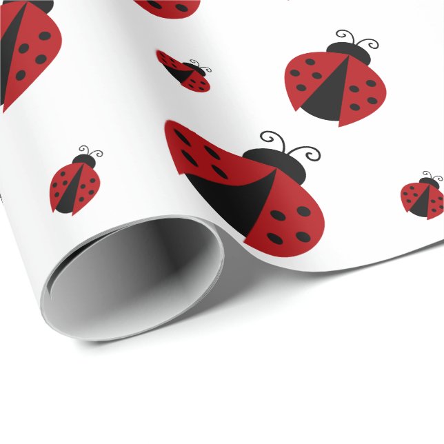 Cute Modern Ladybug Pattern Wrapping Paper (Roll Corner)