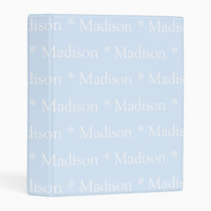 Cute modern light blue white custom name pattern  mini binder
