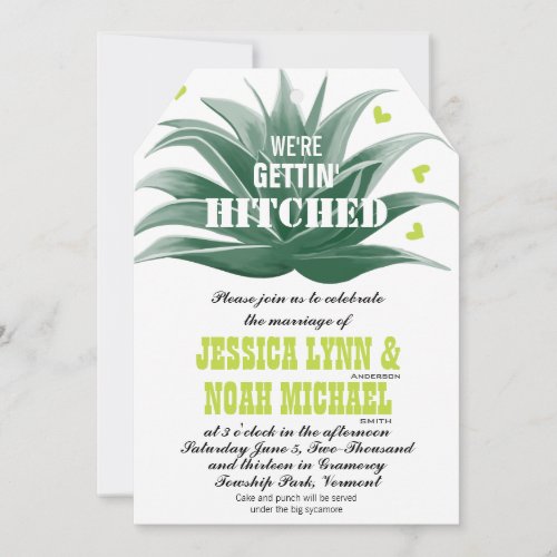 Cute Modern Lime Green Succulent Aloe Wedding Invitation