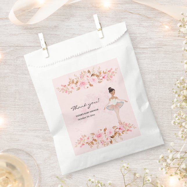Cute Modern Little Ballerina Photo Baby Shower Favor Bag (Clipped)