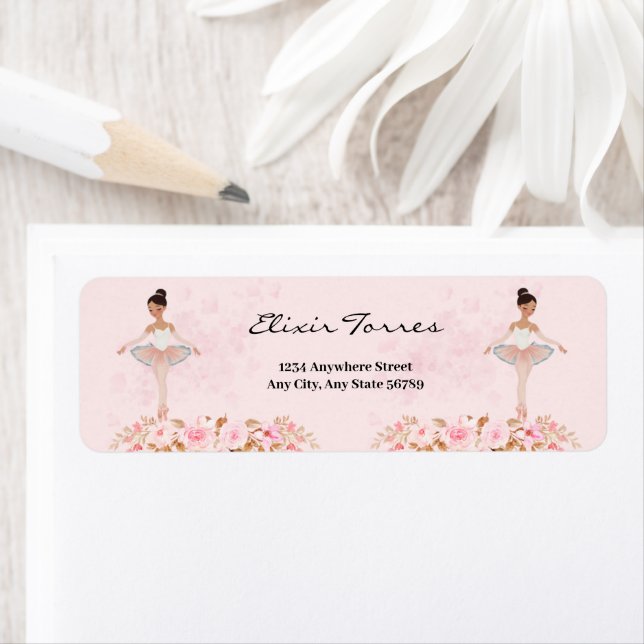 Cute Modern Little Ballerina Photo Baby Shower Label (Insitu)
