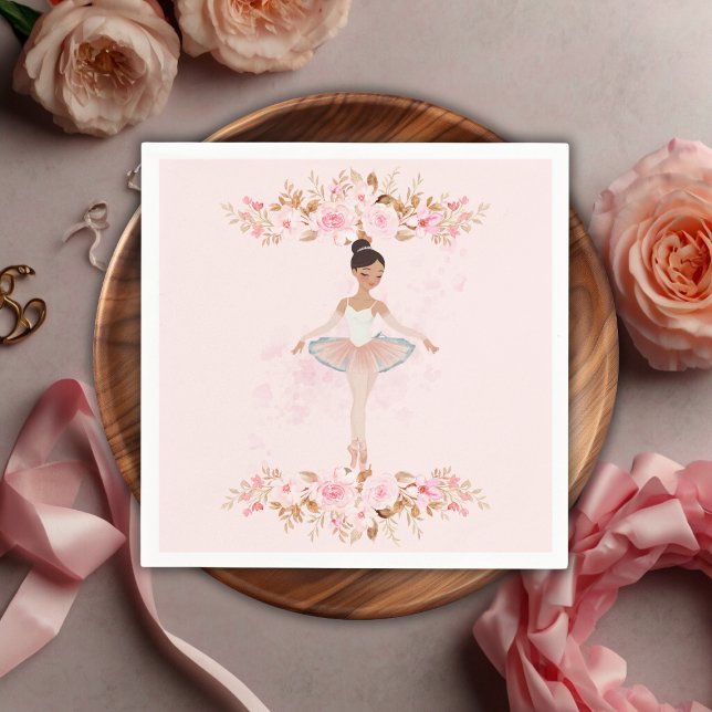 Cute Modern Little Ballerina Photo Baby Shower Napkins (Creator Uploaded)