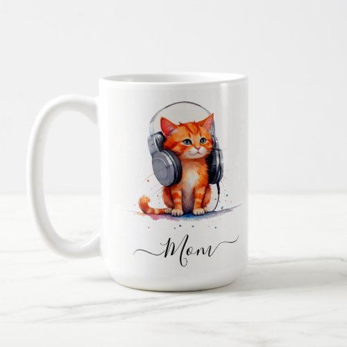 Cute Modern little Cat Mom Watercolor Orange Coffee Mug