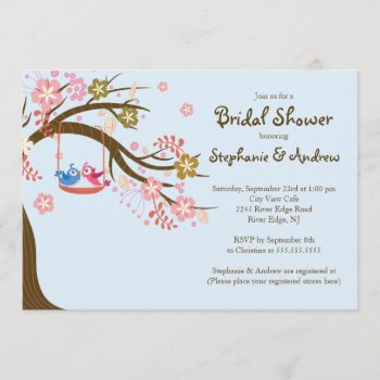 Cute Modern Love Birds Bridal Shower Invitations by alleventsinvitations at Zazzle
