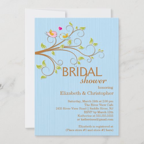 Cute Modern Love Birds Bridal Shower Invitations