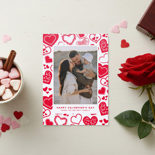 Cute Modern Love Hearts Valentine's Day Letterpress Photo Cards