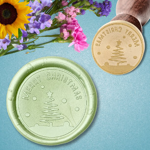 Cute Modern Merry Christmas Tree Wax Seal Stamp