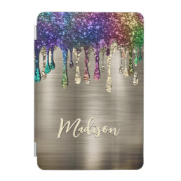 Cute modern Metalic Glitter Drips monogram iPad Mini Cover