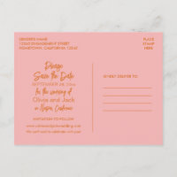 Cute Modern Minimalist Orange Pink Save the Date