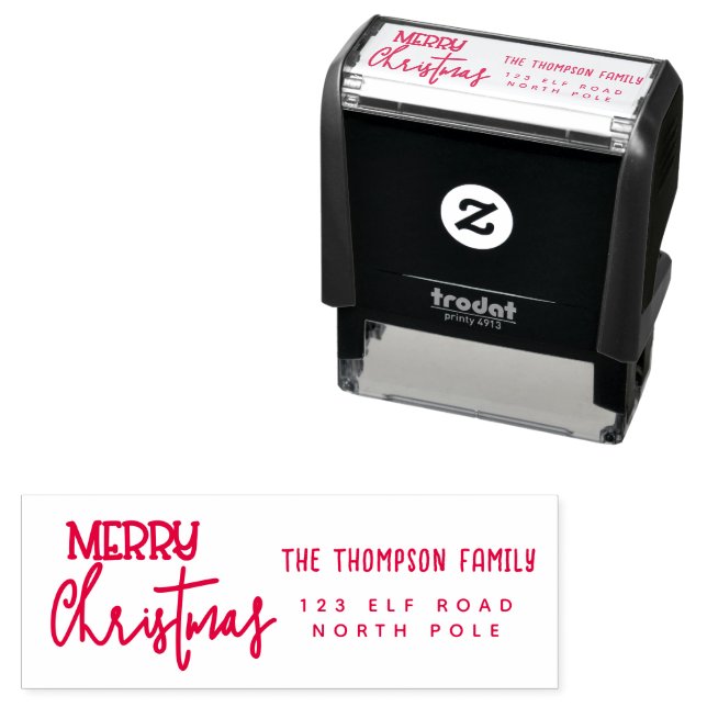 Cute Modern Minimalist Script Merry Christmas Self-inking Stamp (In Situ)