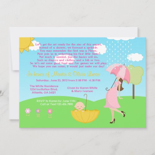 Cute Modern Mom and Baby Boy Baby Sprinkle Custom Invitation